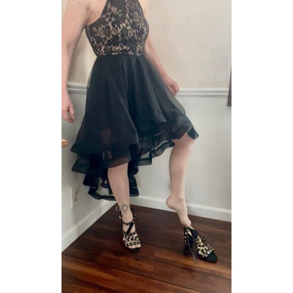 Speechless Black Lace & Mesh High-Low Dress Size 1 - Picture 11 of 16